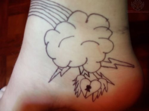 Ankle Cloud Outline Tattoo