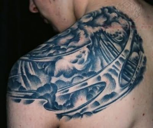 Scary Clouds Tattoo On Upper Shoulder
