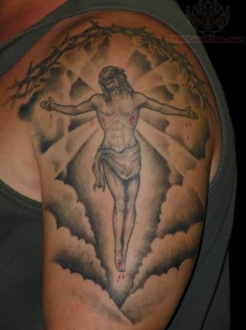 Jesus In Clouds Tattoo