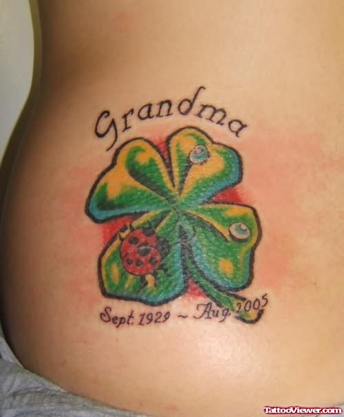 Grandma Clover Tattoo On Waist
