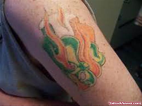 Flaming Leafs Clover Tattoo