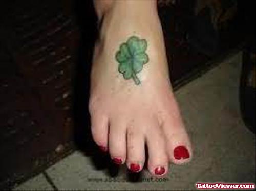 Clover Leaf Tattoo On Foot
