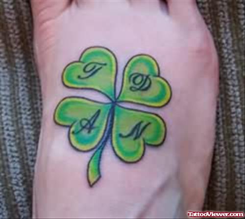 Clover Tattoo Leafs On Foot