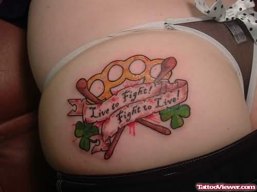 Clover Live To Fight Tattoo