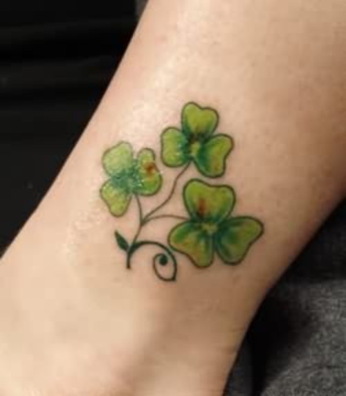 Three Leaf Clover Tattoo On Leg