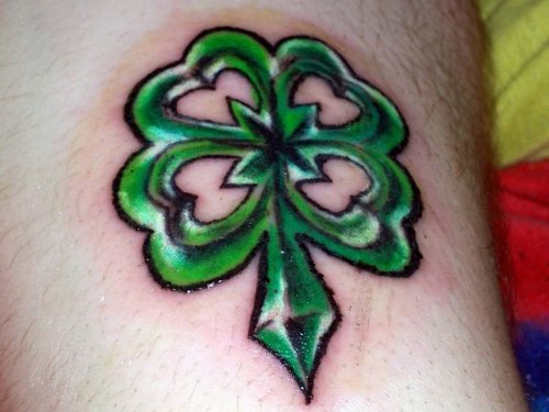 Green Clover Tattoo On Shoulder
