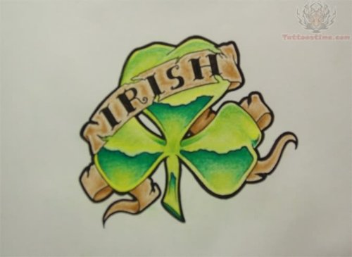 Irish Banner And Clover Tattoo Design