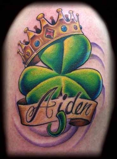 Crown Clover Tattoo On Left Shoulder