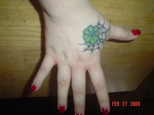 Girl Right Hand Clover Tattoo