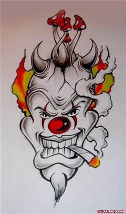 Smoking Clown Tattoo