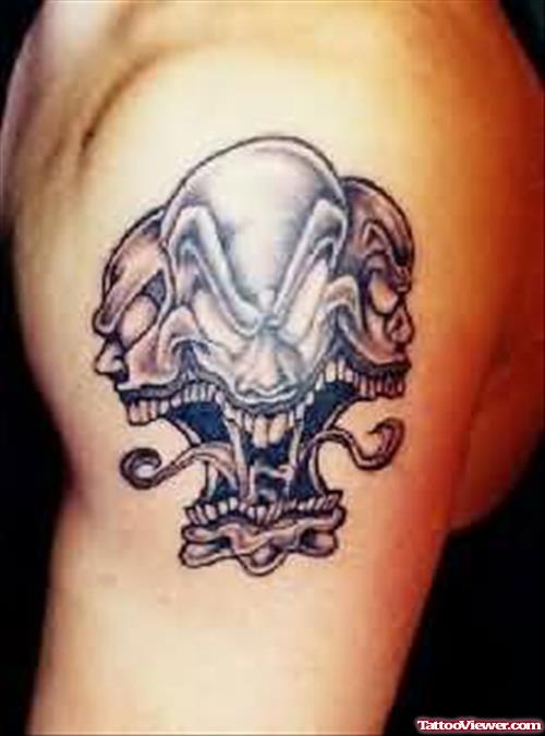 Skull Clown Tattoo Design On Shoulder