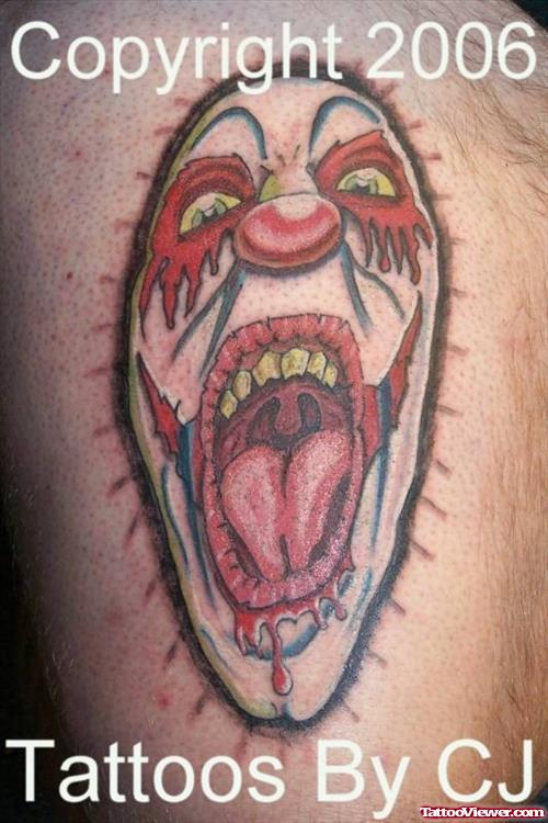 Evil Open Face Clown Tattoo