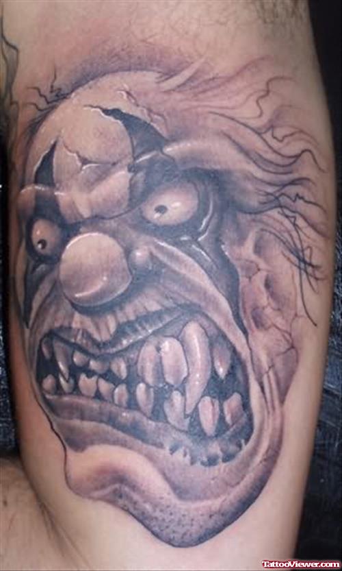 Angry Clown Face Tattoo