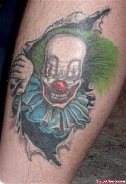 Green Hairs Clown Tattoo