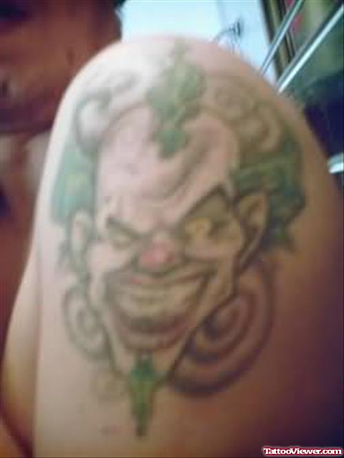 Awesome Clown Tattoo On Shoulder