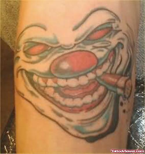 Evil Clown Smoking Tattoo