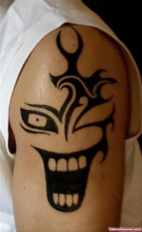 Clown Teeth Tattoo On Shoulder
