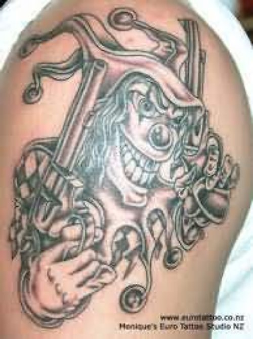 Clown With Gun Tattoo