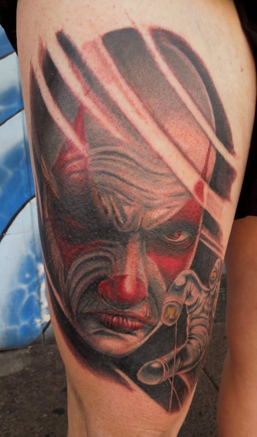 Demon Angry Clown Face Tattoo