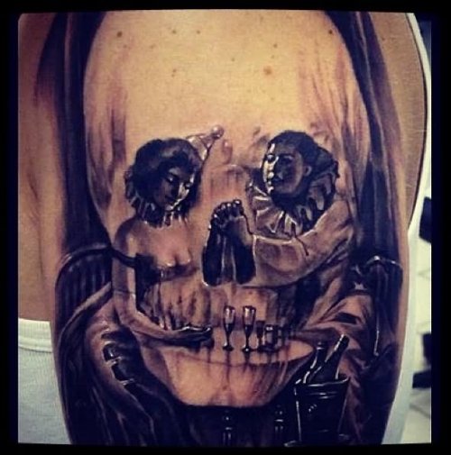 Clown Skull Tattoo Design On Shoulder