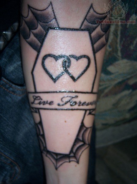 Hearts And Coffin Tattoo