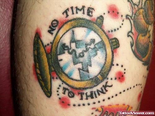 No Time - No Think Compass Tattoo