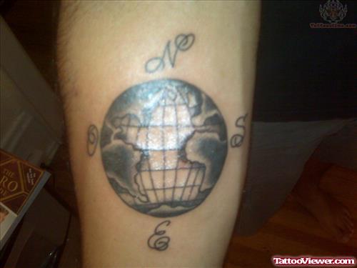 Globe Direction Compass Tattoo