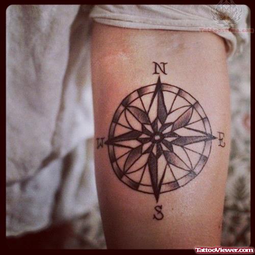Old Compass Tattoo On Bicep