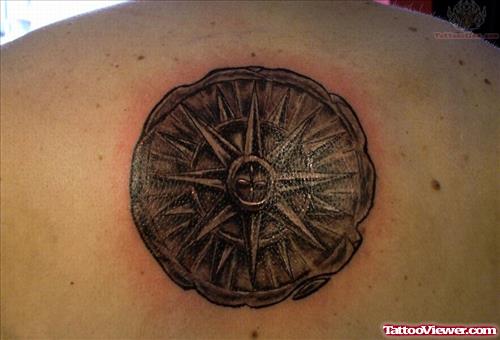 Upper Back Compass Tattoo