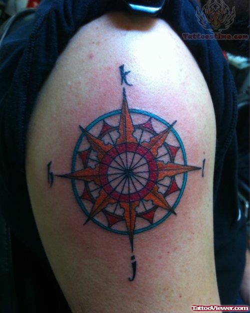 Compass Tattoo On Bicep