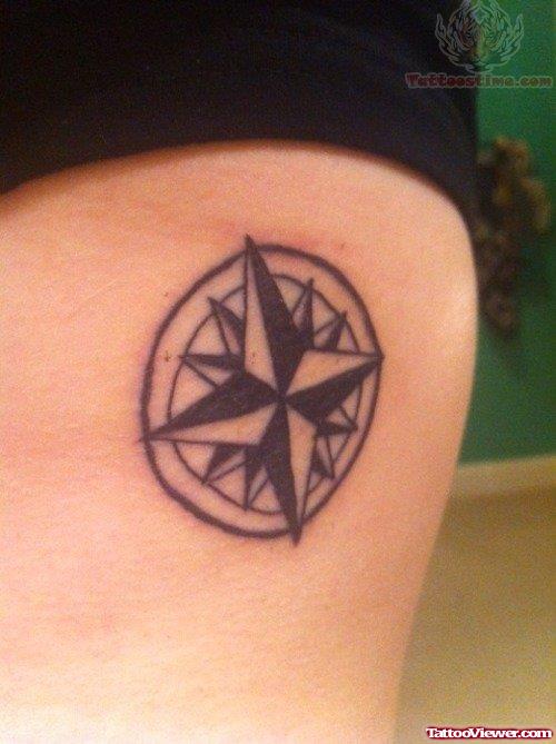 Nautical Compass Tattoo For Rib