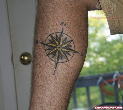 Compass Tattoo On Leg