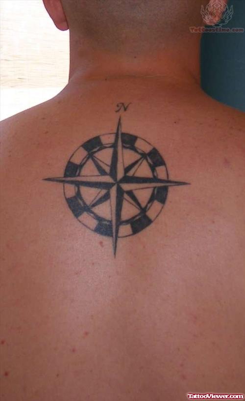Nautical Compass Tattoo On Back