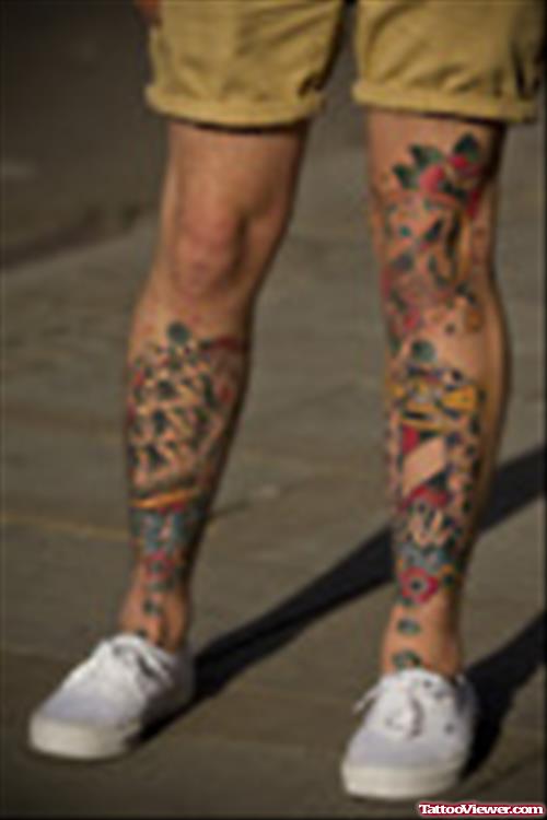 Compass Tattoos On Legs