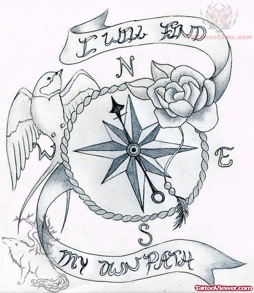 I Will Find - Compass Tattoo Design