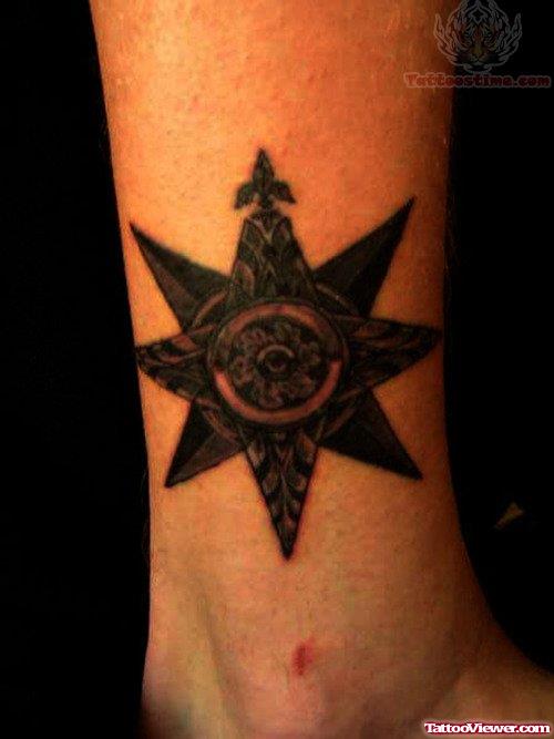 Black Compass Tattoo On Ankle