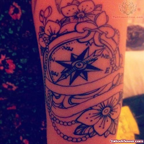 Compass Flower Tattoo