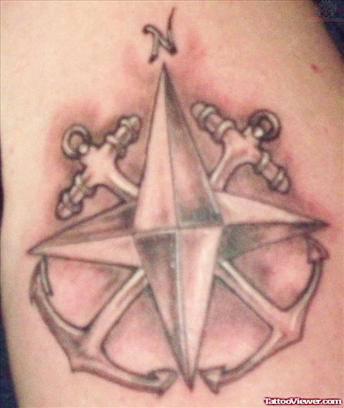 Anchors And Compass Tattoos