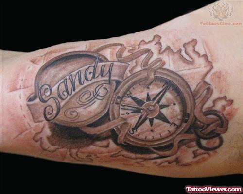 Sandy Compass Tattoo