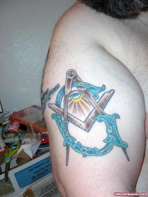 Compass Tattoo On Men Bicep