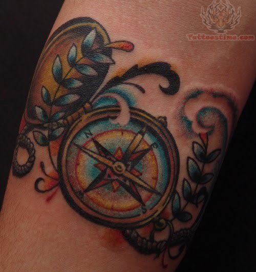 Compass Color Tattoo