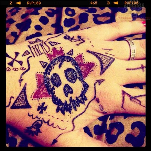 Skull Compass Tattoo On Hand