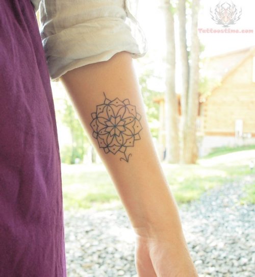 Flower Compass Tattoo On Arm