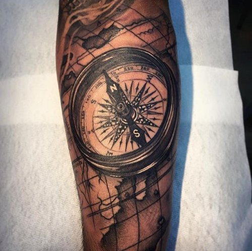 Compass Tattoo On Arm by Andy Blanco