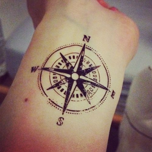 Compass Tattoo On Left Wrist