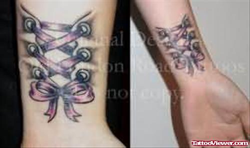 COrset Tattoo On Ankle And Wrist
