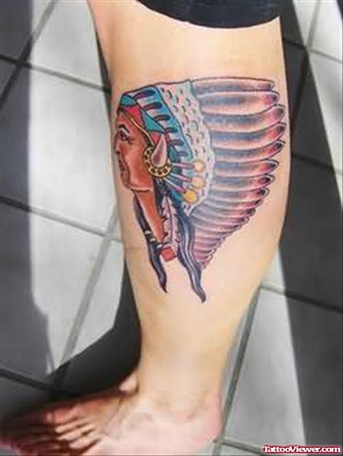 Native American Tattoos On Left Leg