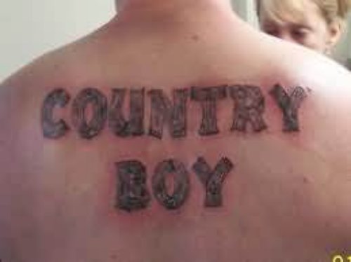 Country Boy Outline Tattoo On Back