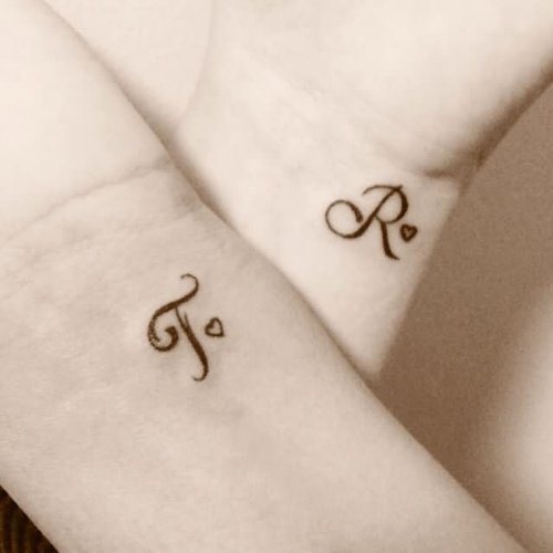 To R Couple Tattoos On Wrist