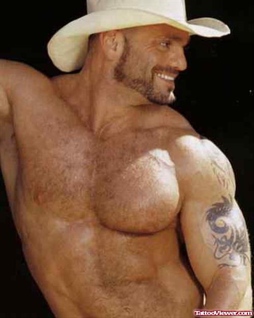 Cowboy Tattoo On Muscles